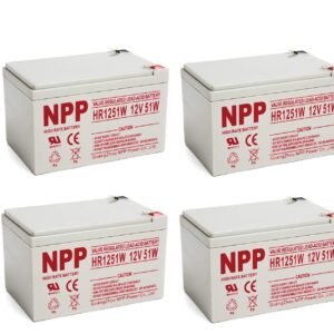 NPP HR1251W FR 12V 51W(15min.Rate) Sealed Lead Acid UPS 12V 14Ah Battery with F2 Style Terminals / (4pcs)