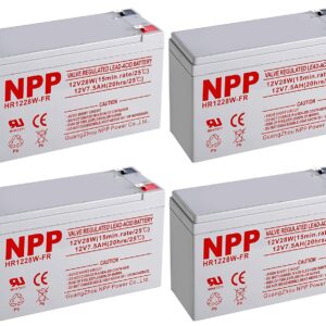 NPP HR1228W 12V 28W（15min.Rate） Sealed Lead Acid UPS 12V 7.5Ah Battery with F2 Style Terminals / （4pcs）