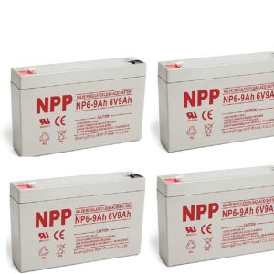NPPower 6V 9Ah, 6v 8Ah, 6V 7Ah, Sealed Lead Acid Rechargeable Battery F1 Style Terminals / （4pcs）