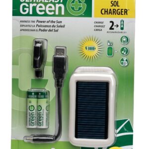 UltraLast Green Solar 2 AA/USB Charger with 2 AA Everyday Precharged Batteries
