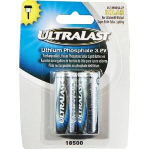 2 Pack Lithium Phosphate 18500 cells for super bright outdoor solar lighting 800mAh