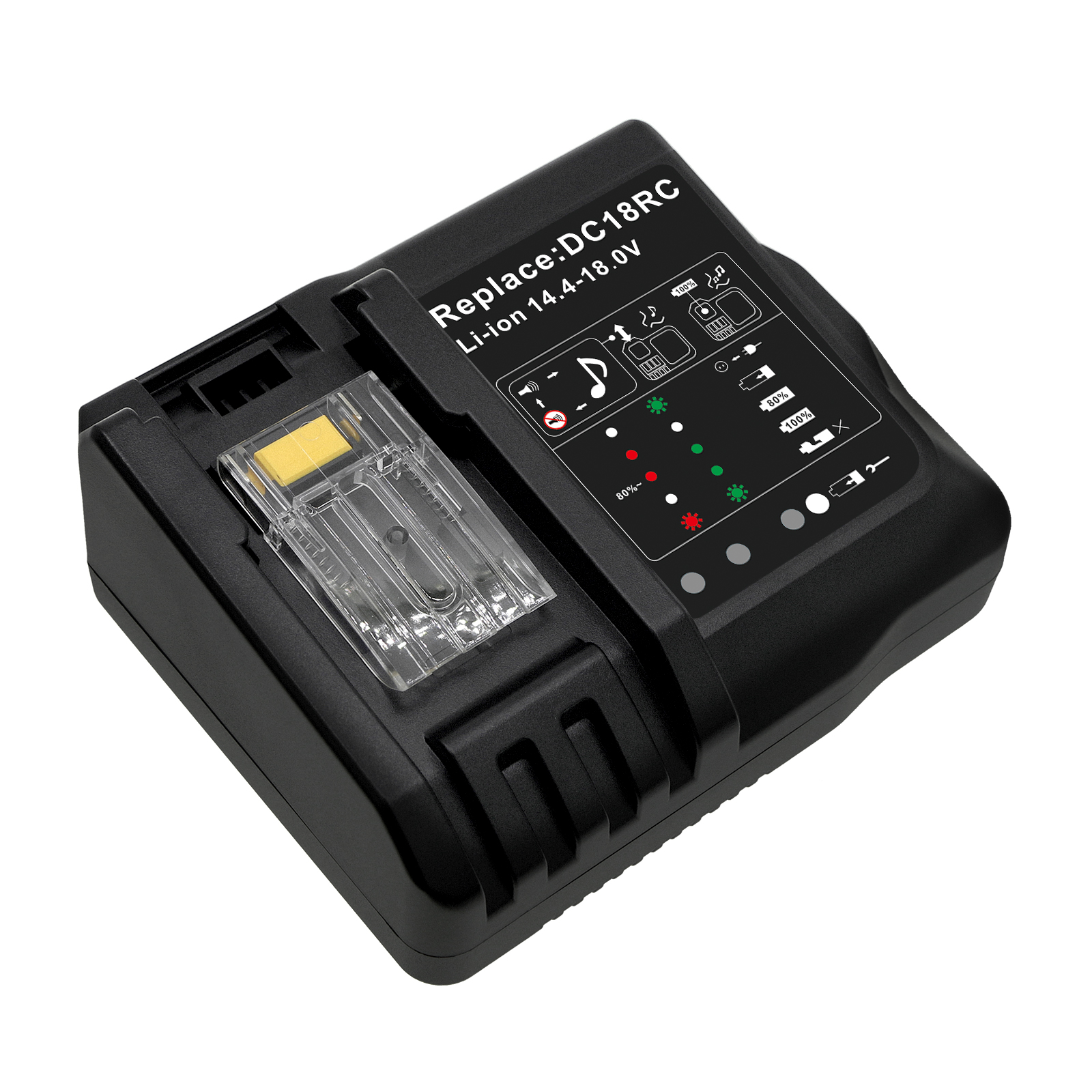 Makita  194065-3, 194066-1, 194204-5, 194205-3, 194230-4, 194309-1, 197265-04, 197265-4, 197422-4, BL1415, BL1430, BL1815, BL1820, BL1830, BL1830B, BL1835, BL1840, BL1840B, BL1845, BL1850, BL1850B, BL1860, BL1860B, BL1890, BL1890B, DC18RC, JT6226, LGG1230, LGG1430, LXT400, MAK1430Li, MET1821, XRU02Z DF-MDC180EU