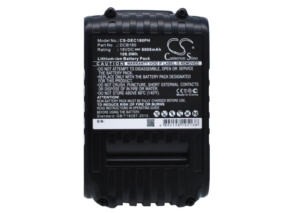 DeWalt  DCB102, DCB105, DCB107, DCB112, DCB115, DCB118, DCB120, DCB121, DCB123, DCB125, DCB127, DCB180, DCB181, DCB181-XJ, DCB182, DCB182-XE, DCB183, DCB184, DCB185, DCB200, DCB201, DCB201-2, DCB203, DCB204, DCB205, DCB206, DCB606, DCB606-2, DCB609-2, DCB612 CS-DEC180PH