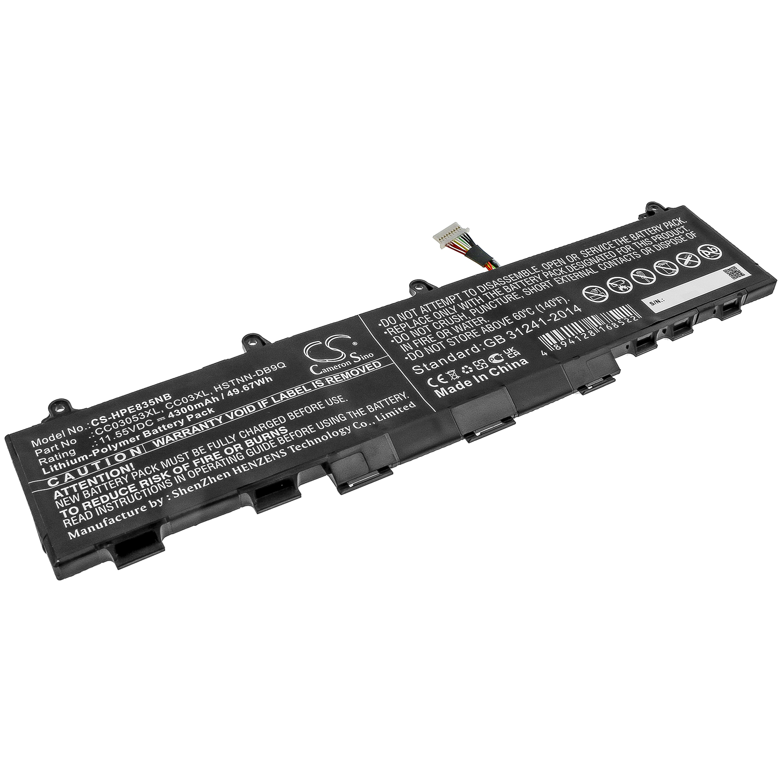 HP CC03053XL, CC03XL, HSTNN-DB9Q, HSTNN-IB9F, HSTNN-LB8Q, HSTNN-UB8W, L77608-1C1, L77608-2C1, L77608-421, L77622-541, L77991-005, L78555-005 CS-HPE835NB