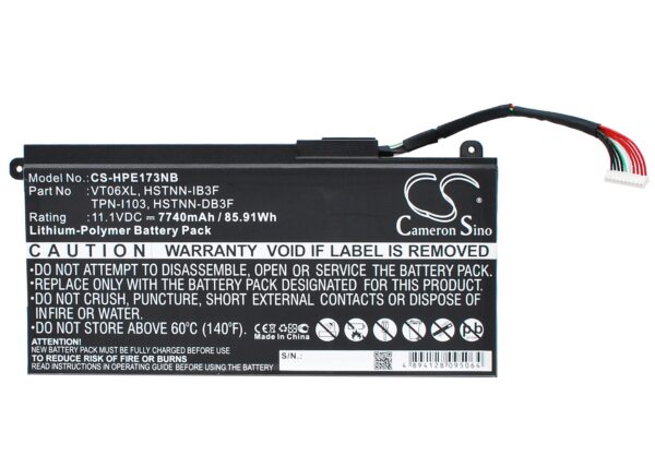 HP  657240-151, 657240-171, 657240-251, 657240-271, 657503-001, 996TA008H, HSTNN-DB3F, HSTNN-IB3F, TPN-I103, VT06, VT06086XL, VT06XL CS-HPE173NB