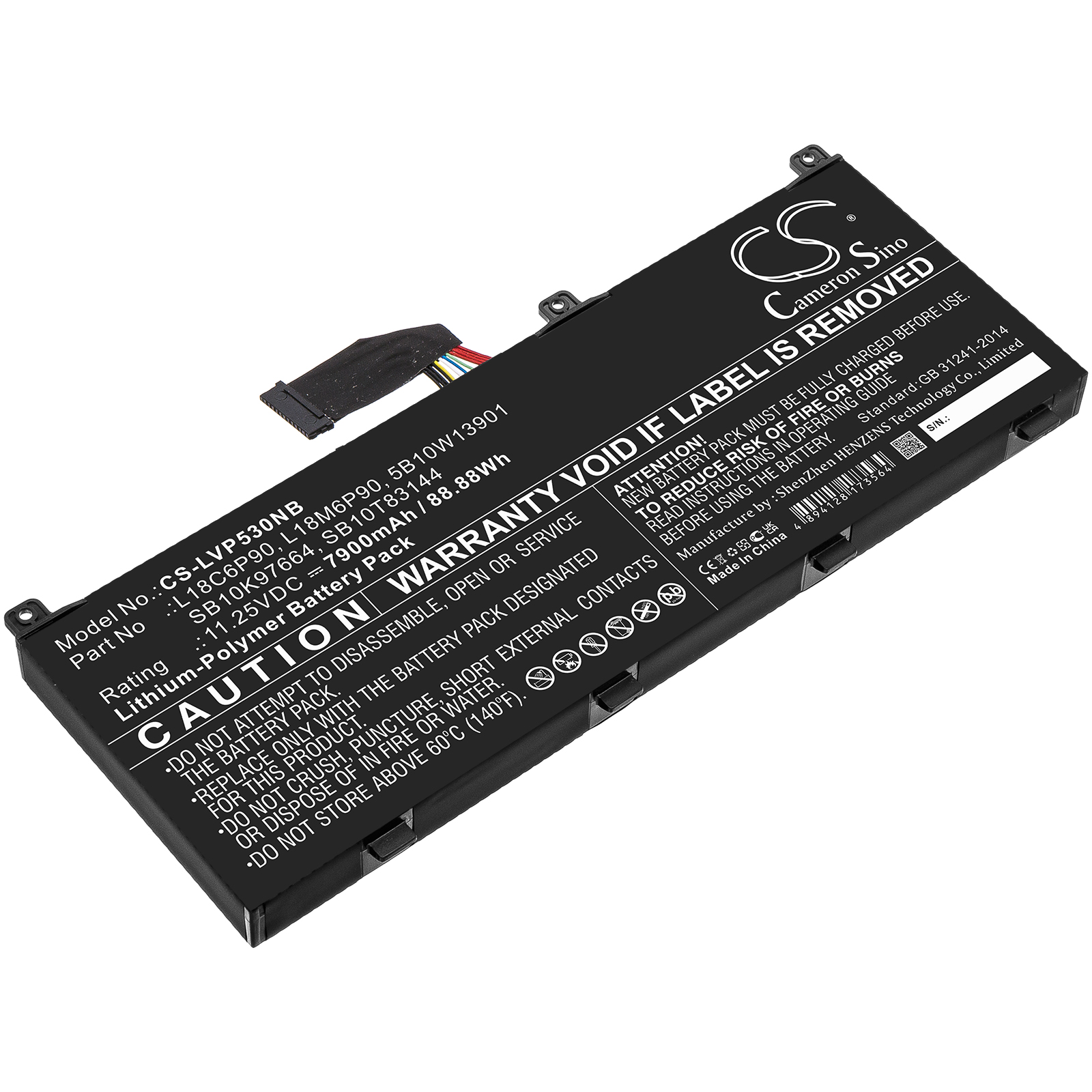 Lenovo 5B10W13901, L18C6P90, L18M6P90, SB10K97664, SB10T83144 CS-LVP530NB