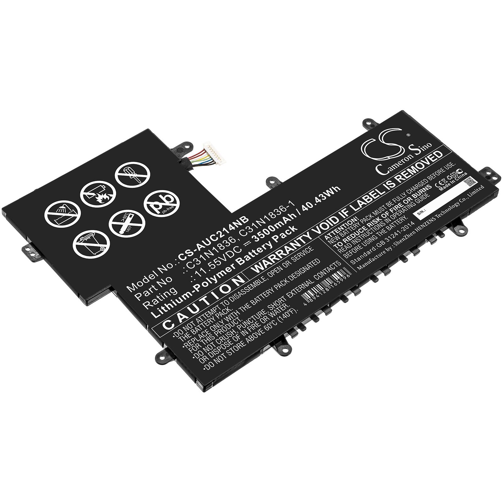 Asus 0B200-03370000, 0B200-03370100, C31N1836, C31N1836-1 CS-AUC214NB