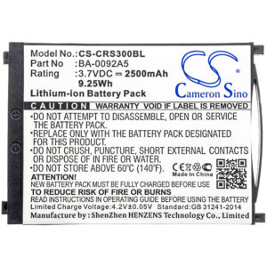 2500 mAh for CipherLab BA-0092A5,BA-0093A0,BT-160LA,KBRS300X01503