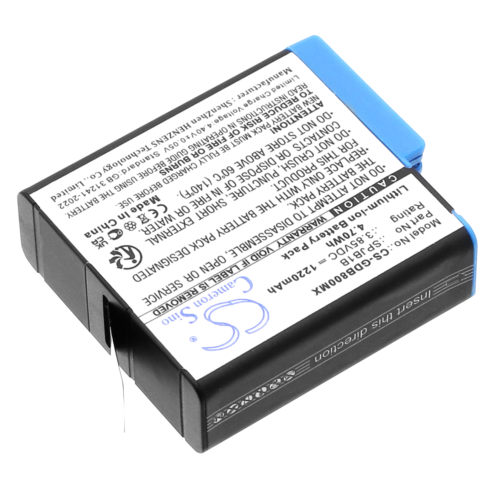 1220 mAh for GoPro 601-10197-00,601-27537-000,AHDBT-801,SPJB1B