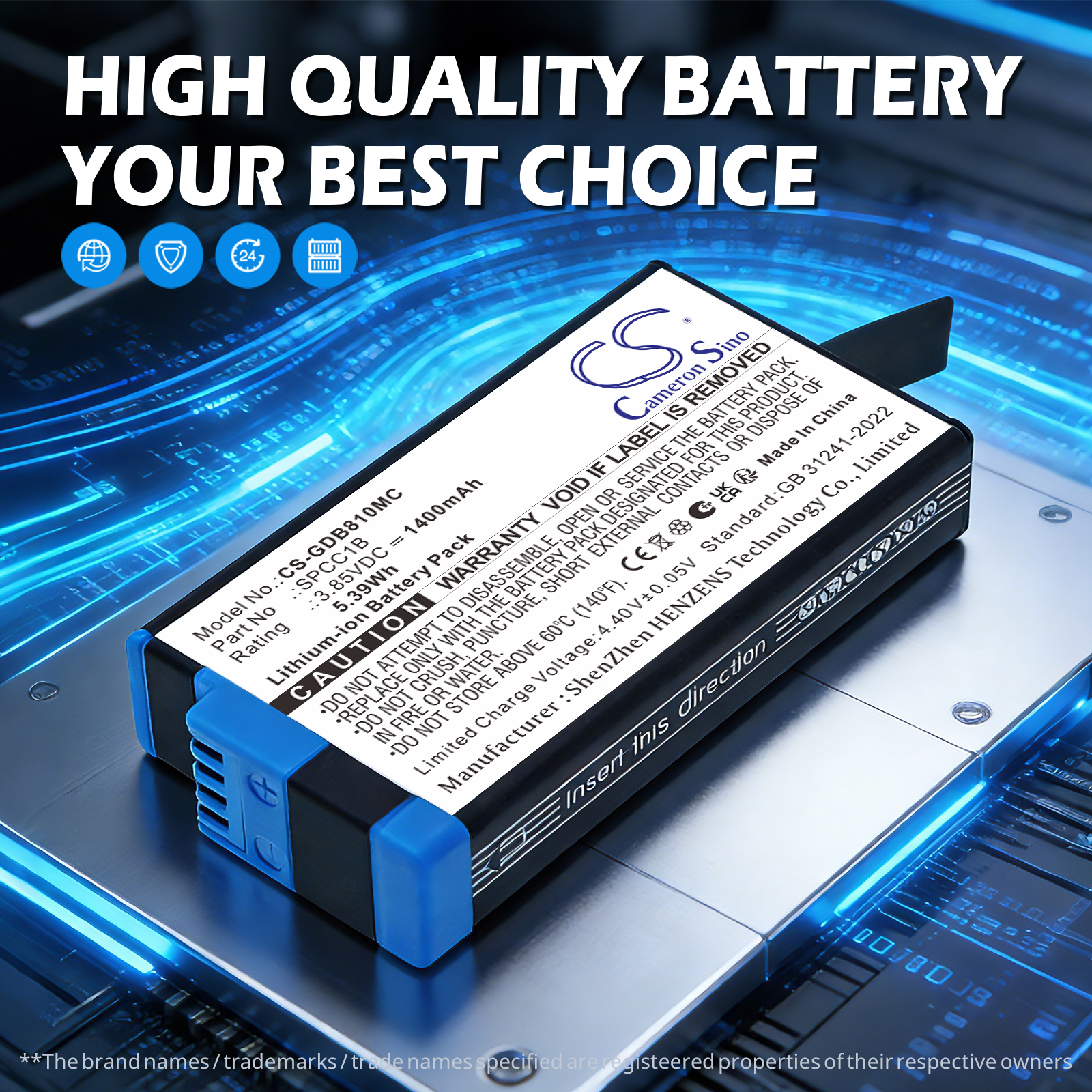 1400 mAh for GoPro 601-26762-000,SPCC1B