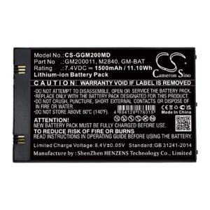 1500 mAh for GE GM200011,GM-BAT,M2840