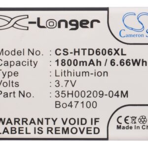 1800 mAh for HTC 35H00209-04M,35H00209-25M,BO47100