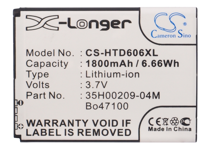 1800 mAh for HTC 35H00209-04M,35H00209-25M,BO47100