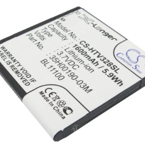 1600 mAh for HTC 35H00177-00M,35H00190-00M,35H00190-02M,35H00190-03M,BA S800,BJ39100,BL11100