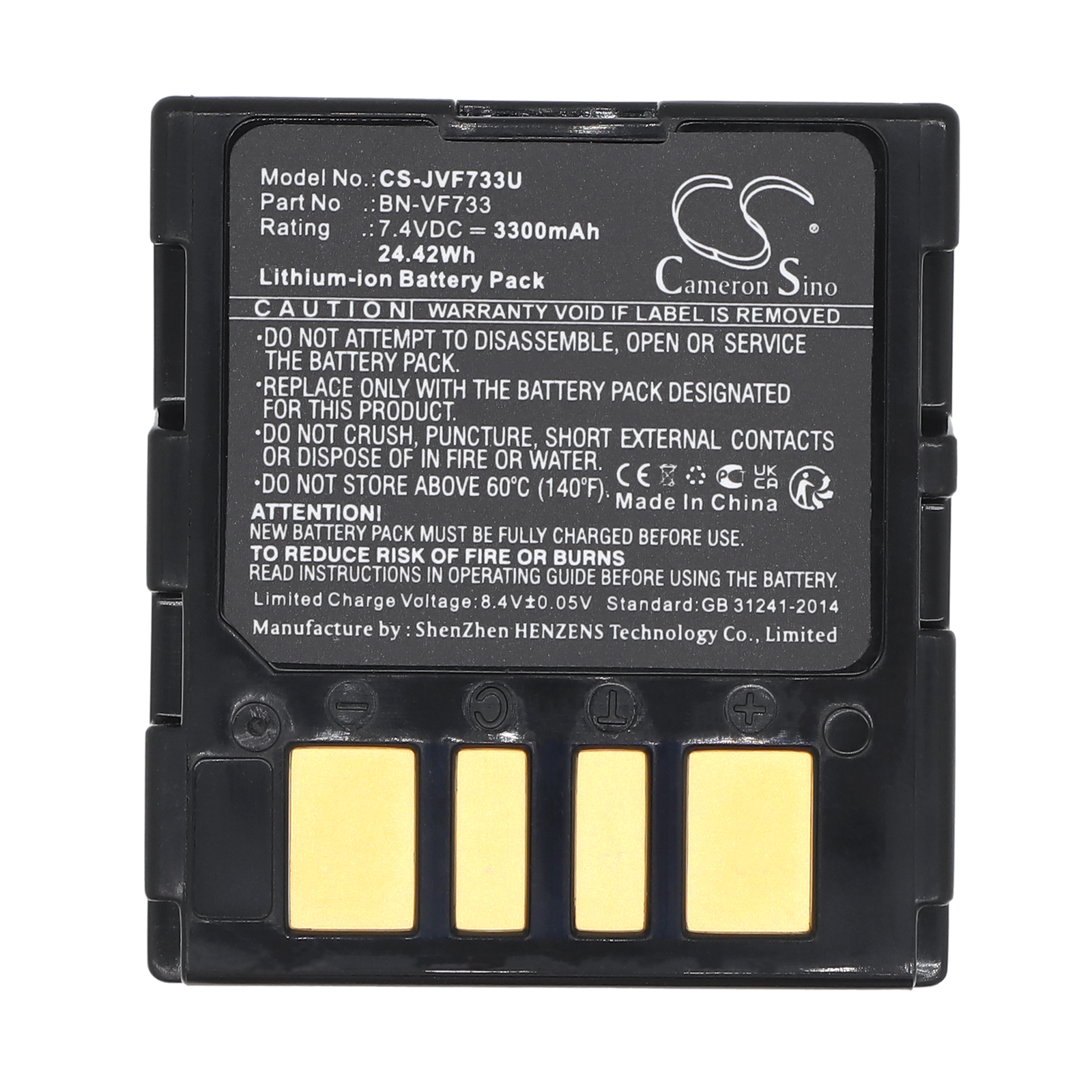 3300 mAh for JVC BN-VF733,BN-VF733U,BN-VF733US,LY34647-002B