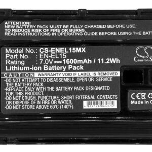 1600 mAh for NiKon EN-EL15,EN-EL15A,EN-EL15B,EN-EL15c