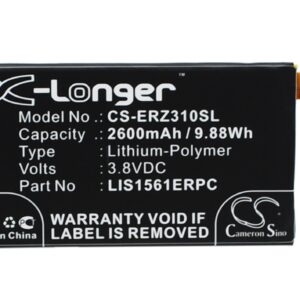 2600 mAh for Sony Ericsson LIS1561ERPC