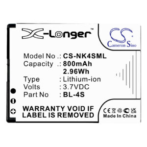800 mAh for Nokia BL-4S