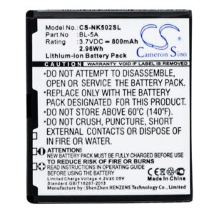 800 mAh for Nokia BL-5A