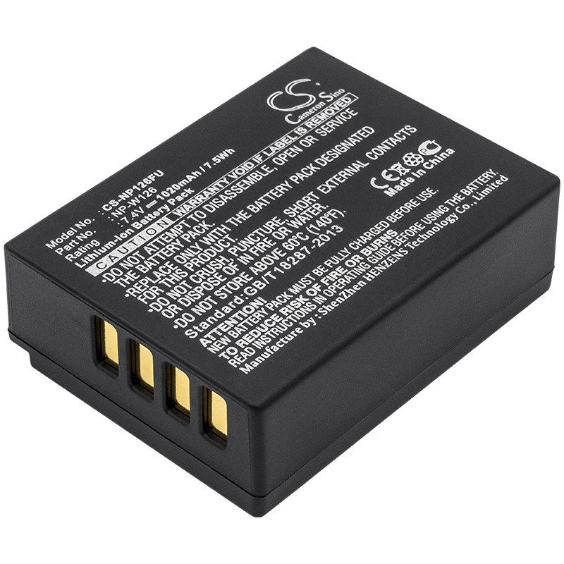 Replaces battery for Fujifilm NP-W126, NP-W126S, 1020mAh