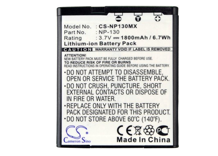 1800 mAh for Casio NP-130,NP-130A