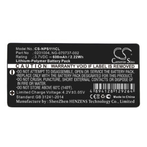 600 mAh for NEC 0231004,0231005,NG-070737-002