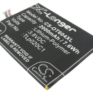 2000 mAh for Alcatel CAC2000012C2,TLp020C1,TLp020C2