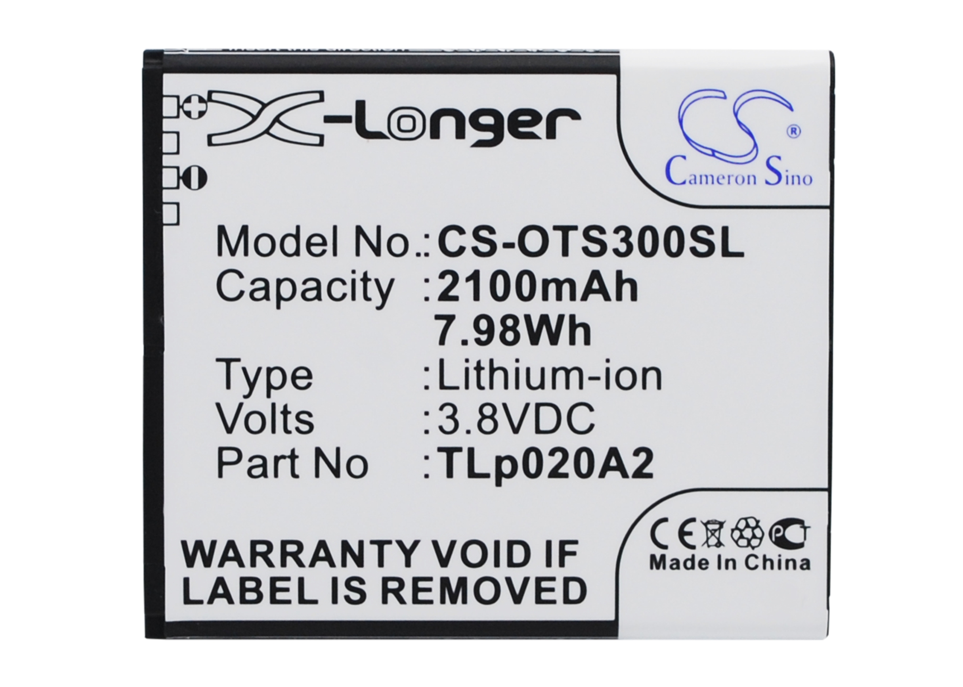 2100 mAh for Alcatel TLi020A1,TLp020A2