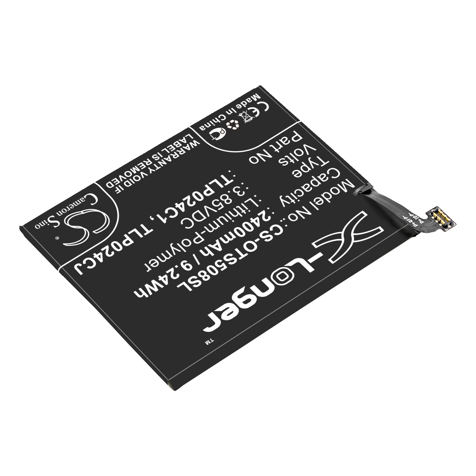 2400 mAh for Alcatel C2400007C2,CAC2400011C1,TLP024C1,TLP024C2,TLP024CC,TLP024CJ