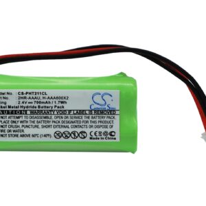 700 mAh for Philips 2HR-AAAU,60AAAH2BMX,H-AAA600X2