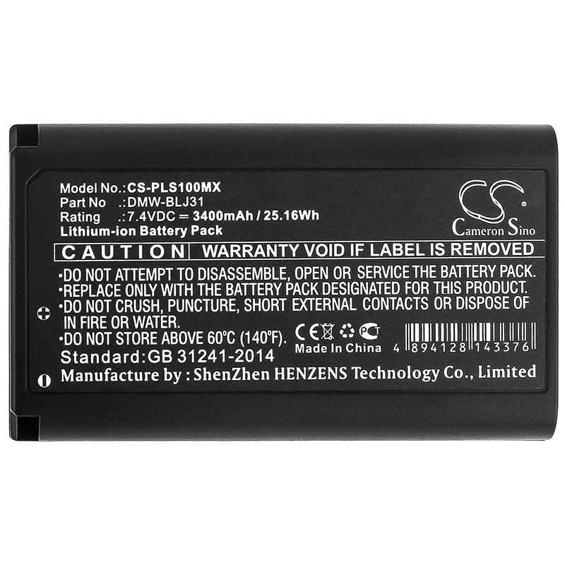 3400 mAh for Panasonic DMW-BLJ31,DMW-BLJ31E