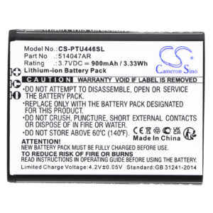 Replacement Battery for Panasonic KX-TU446, KX-TU456, Lithium-ion 900mAh