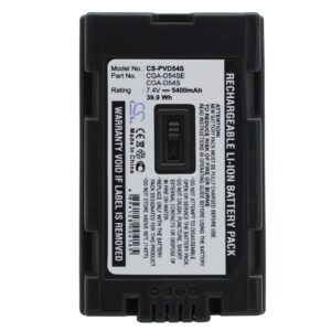 5400 mAh for Panasonic CGA-D54,CGA-D54S,CGA-D54SE,CGA-D54SE/1B,CGA-D54SE/1H,CGP-D54S,CGR-D54S,VW-VBD55