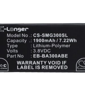1900 mAh for Samsung EB-BA300ABE,GH43-04381A,GH43-04381B