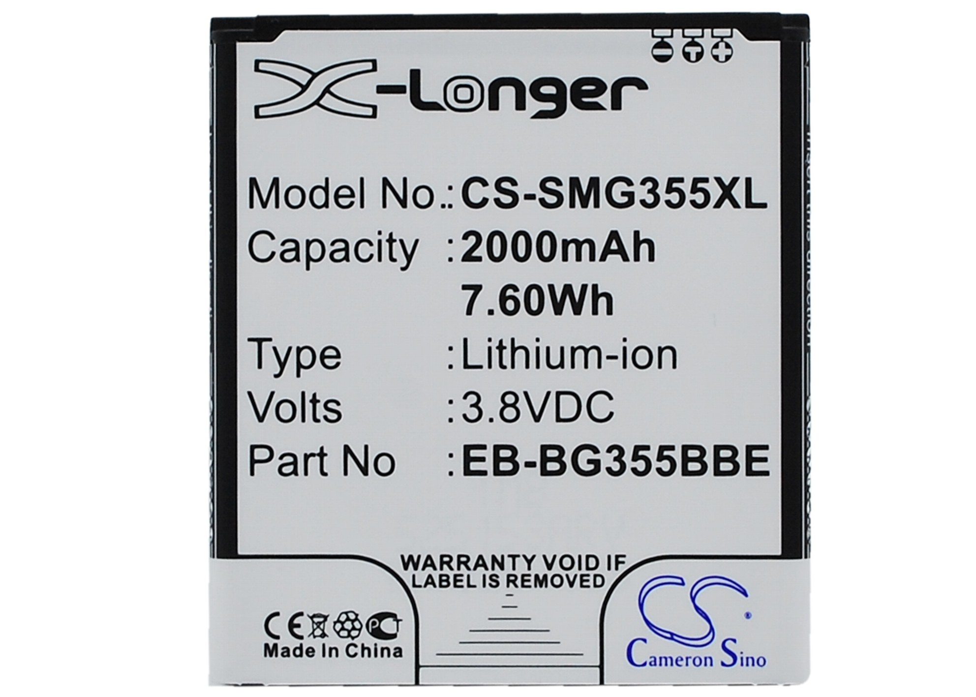 2000 mAh for Samsung EB-BG355BBE