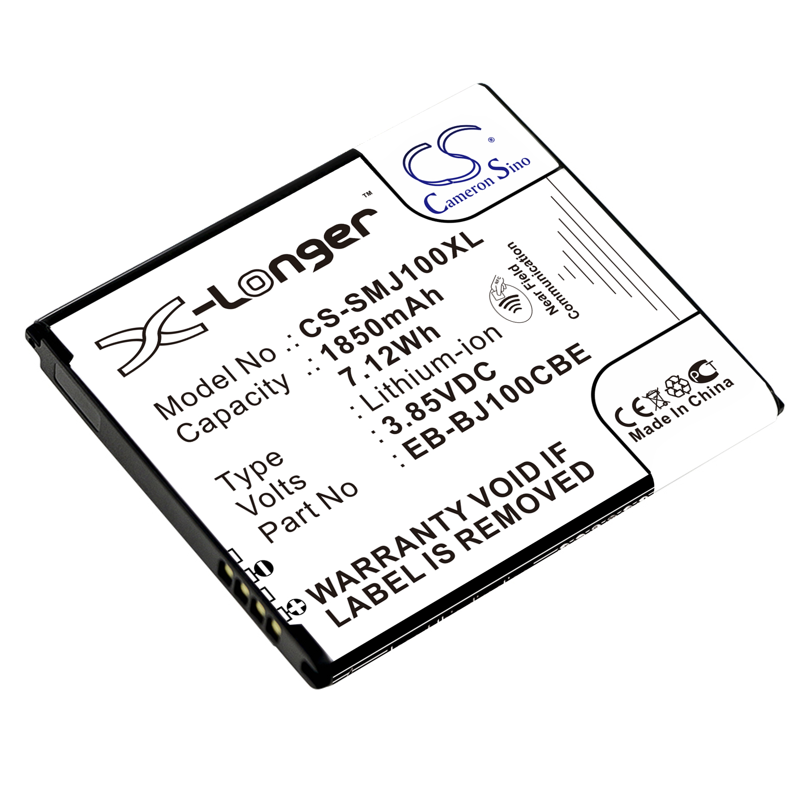 1850 mAh for Samsung EB-BJ100BBE,EB-BJ100BCE,EB-BJ100CBE,EB-BJ100CBZ,GH43-04412A