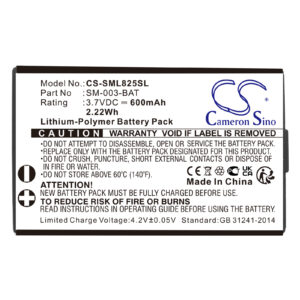 600 mAh for Simolio SM-003-BAT