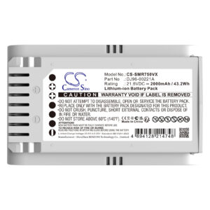 Replacement Battery for Samsung Jet 70, Jet 75, Jet 90, Jet 90 Elite, Jet VS70, VCA-SBT90E, Lithium-ion 2000mAh