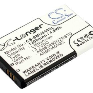 1300 mAh for Samsung AB663450BZ,AB663450GZ,AB663450GZBSTD