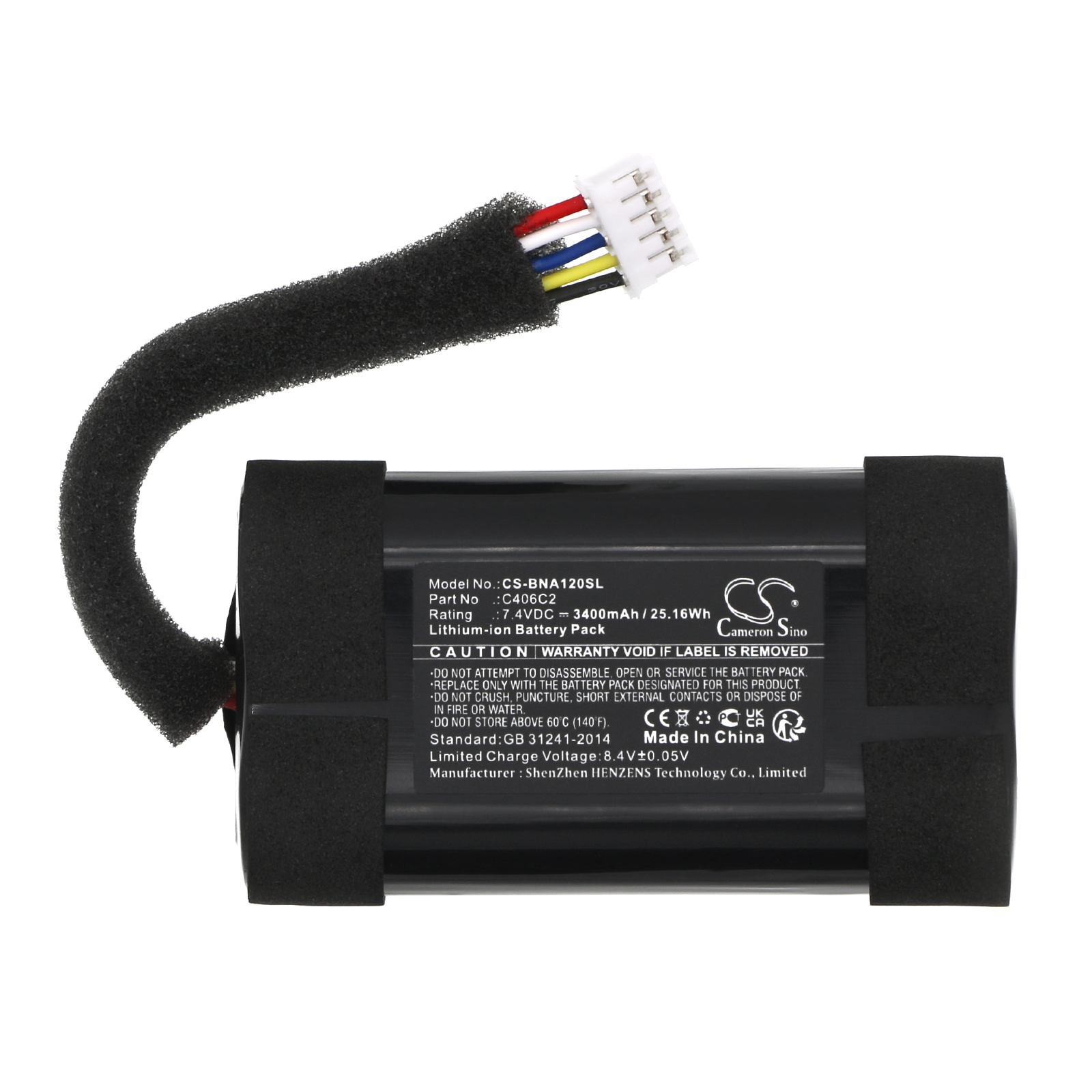 Replaces battery for Bang & Olufsen BeoPlay A1 2nd Gen, C406C2, Lithium-ion 3400mAh