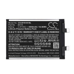 Replacement Battery for VIVO S18 Pro, V2344A, BA18, Li-Polymer 4850mAh