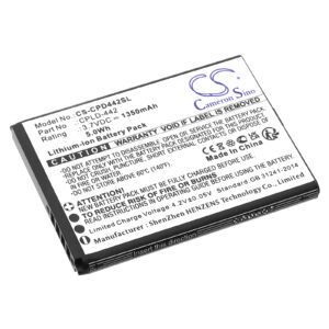 Replacement Battery for Coolpad Belleza CP3321, CP3321ST, CP3321AT, CPLD-442, Lithium-ion 1350mAh