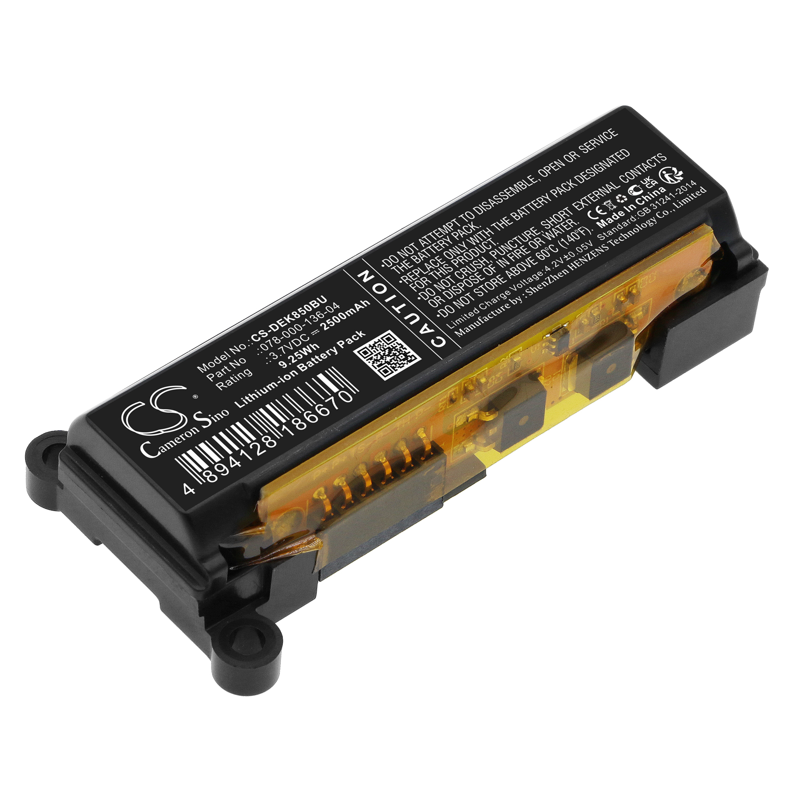 2500 mAh for Dell 078-000-136-04