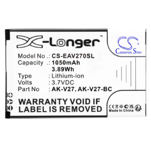 Replaces battery for Emporia Simplicity, V27, AK-V27, AK-V27-BC, LI-ion, 1050mAh
