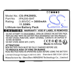 3000 mAh for Ingenico 296104539,BI-M81XX-1K9GKX (MP),IPA200-BAT,VBT1