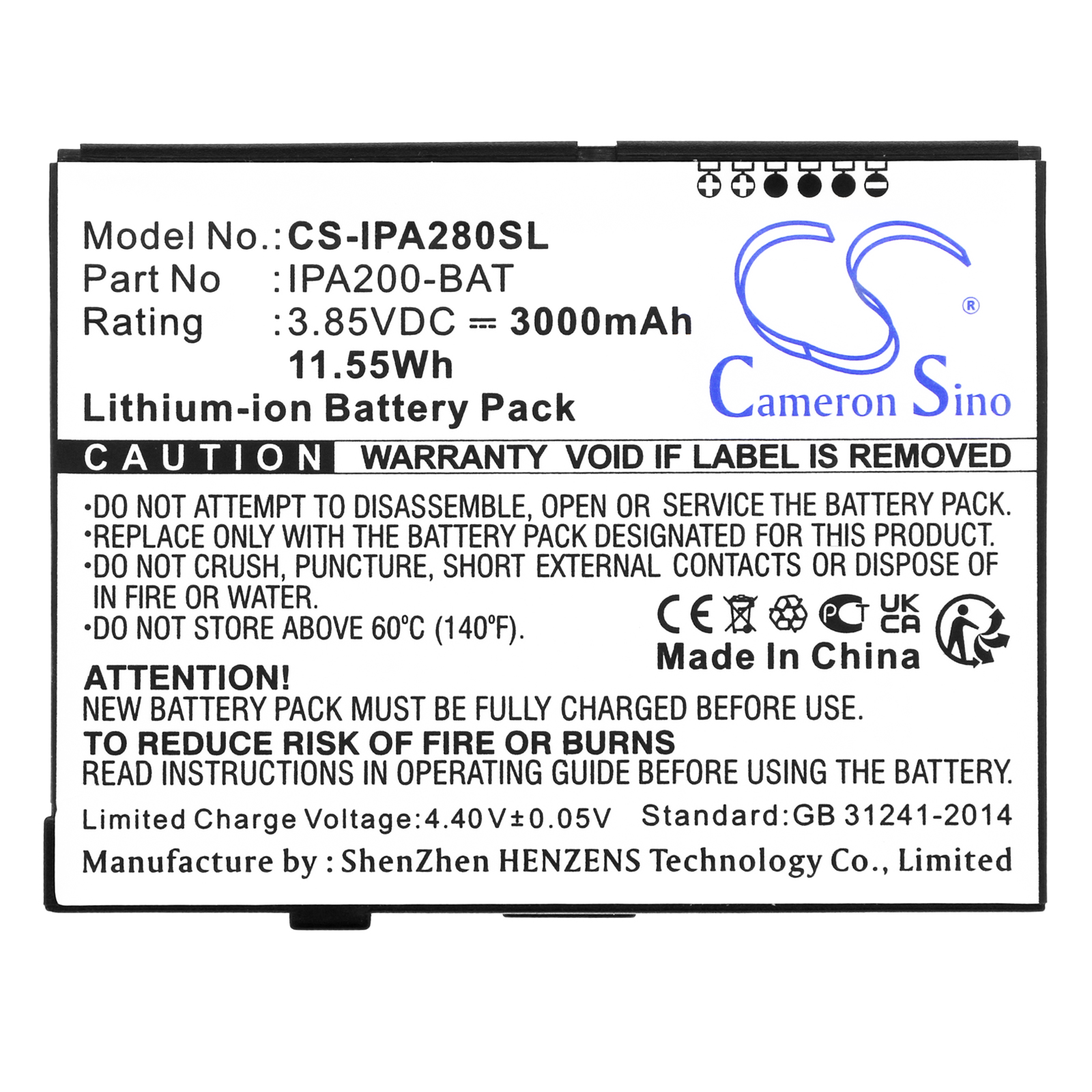 3000 mAh for Ingenico 296104539,BI-M81XX-1K9GKX (MP),IPA200-BAT,VBT1