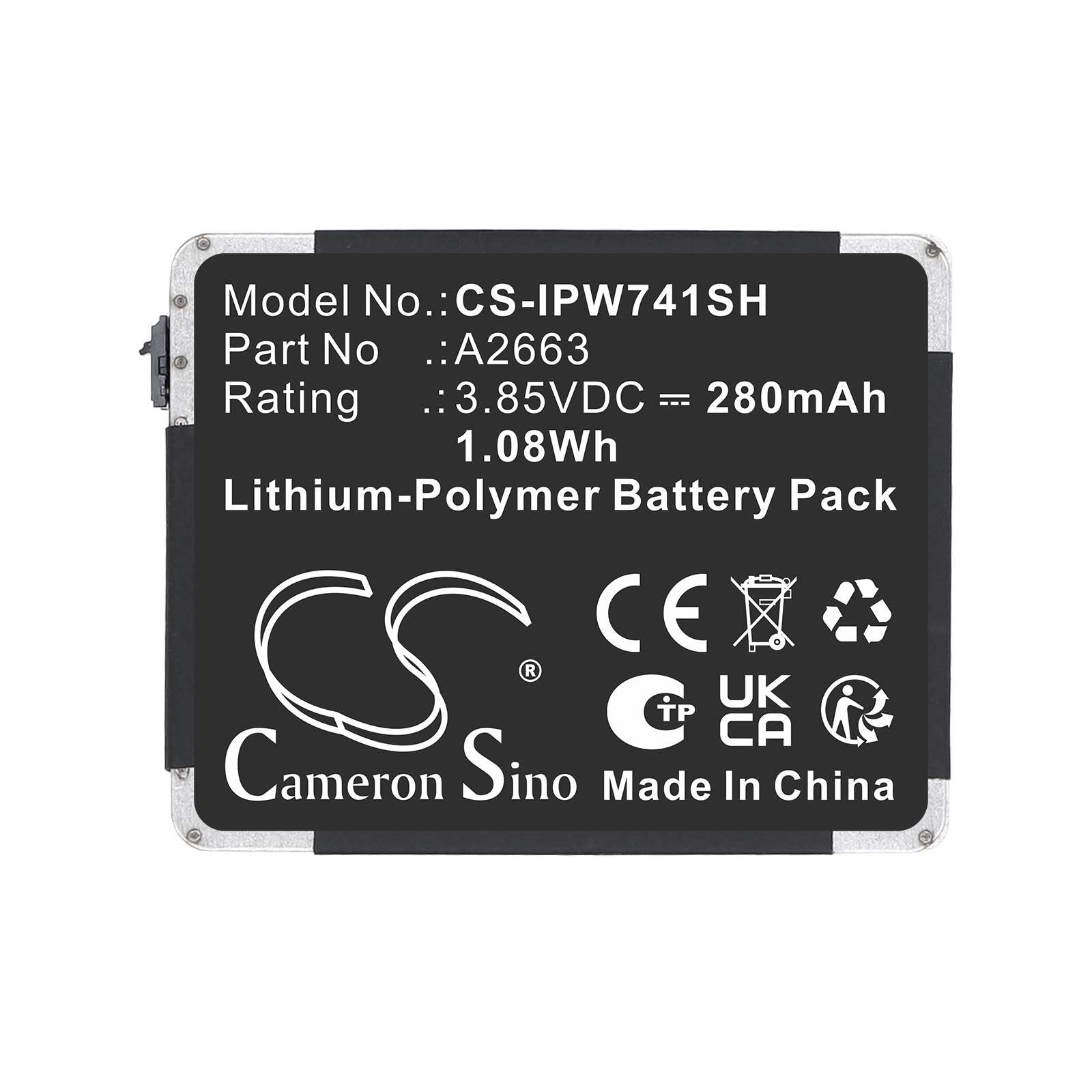 280mAh Replacement Battery for Apple Watch Series S7 41mm, A2475, A2473, A2476, A2663