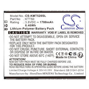 1700 mAh for KAZAM KTT50,KTT50-GHABD002643