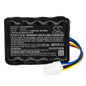 Replacement Battery for Landxcape LA0007, CR208E, LX810i, LX812i, LX835, LX990, LX992, R800, Lithium-ion 3400mAh 20V
