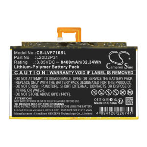 Replacement Battery for Lenovo Pad Pro 2021, TB-J706F, TB-J716F, L20B2P31, L20C2P31, L20D2P31, L20L2P31, L20M2P31, L20N2P31, L20X2P31, SB16C83602